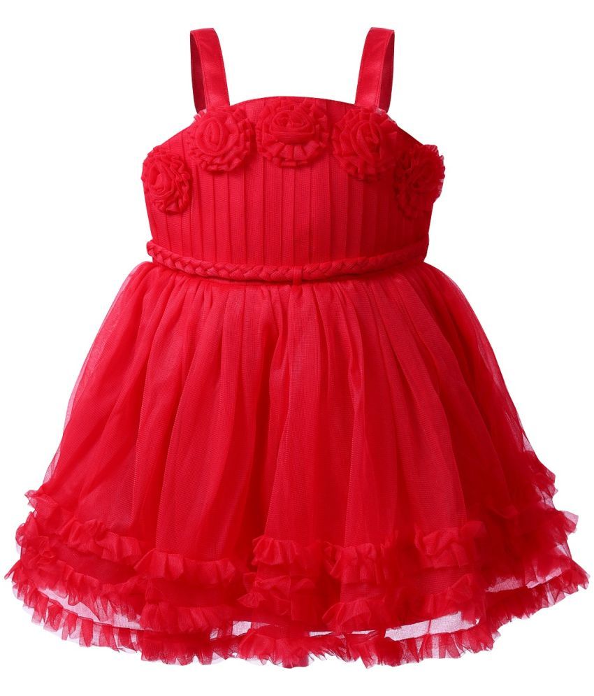     			LITTLE PANDA Red Net Baby Girl Frock ( Pack of 1 )