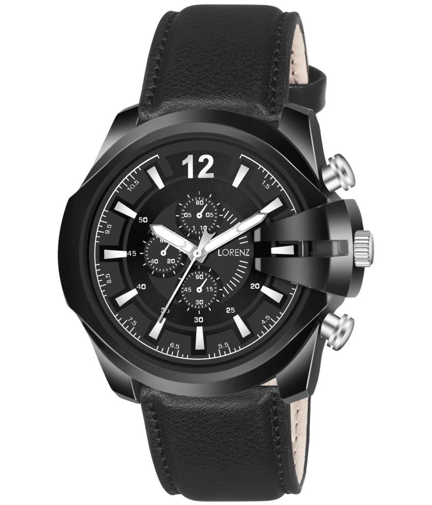     			Lorenz Black Leather Analog Men's Watch