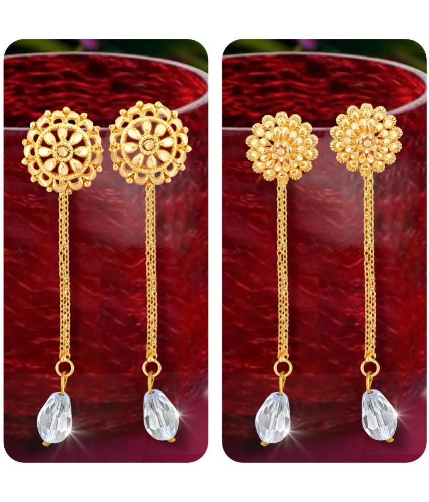     			VIVASTRI Golden Drop Earrings ( Pack of 2 )