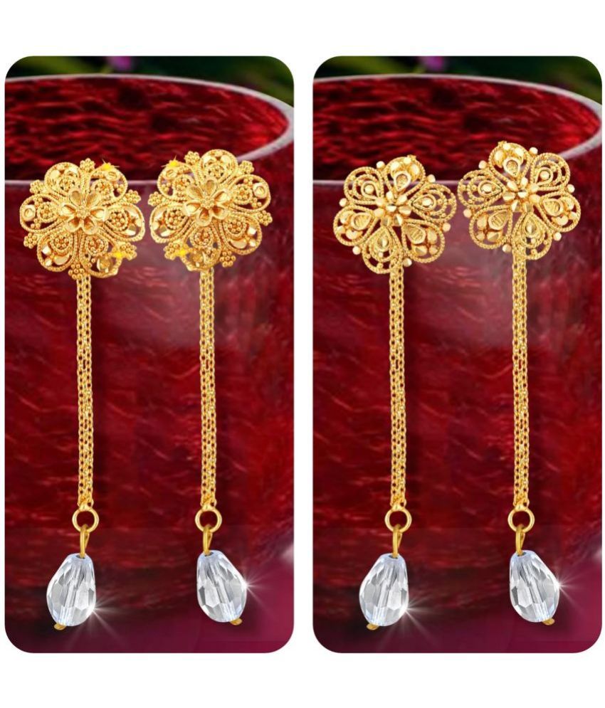     			VIVASTRI Golden Drop Earrings ( Pack of 2 )