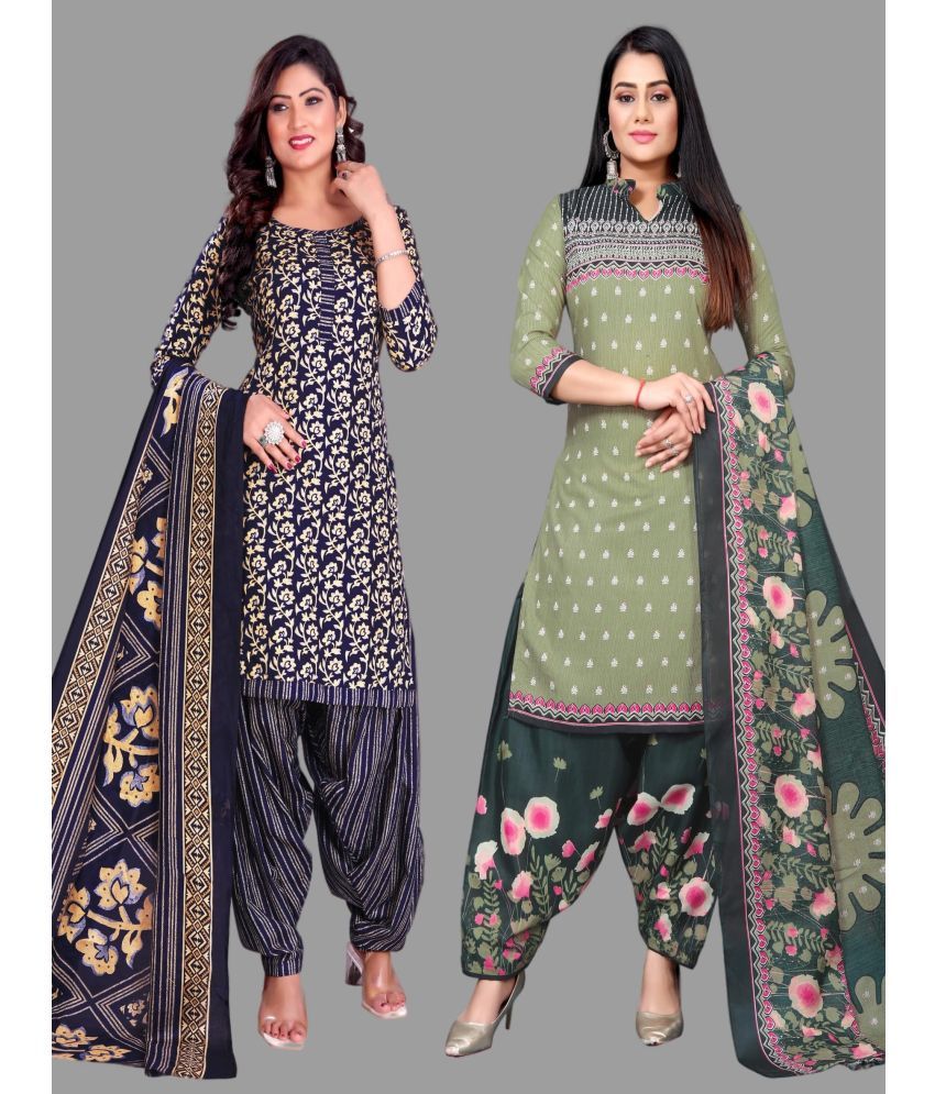     			WOW ETHNIC Unstitched Cotton Blend Printed Dress Material - Multicolor ( Pack of 2 )