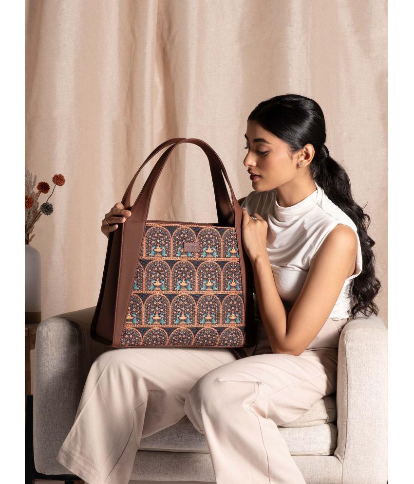     			Zouk Brown Jute Tote Bag