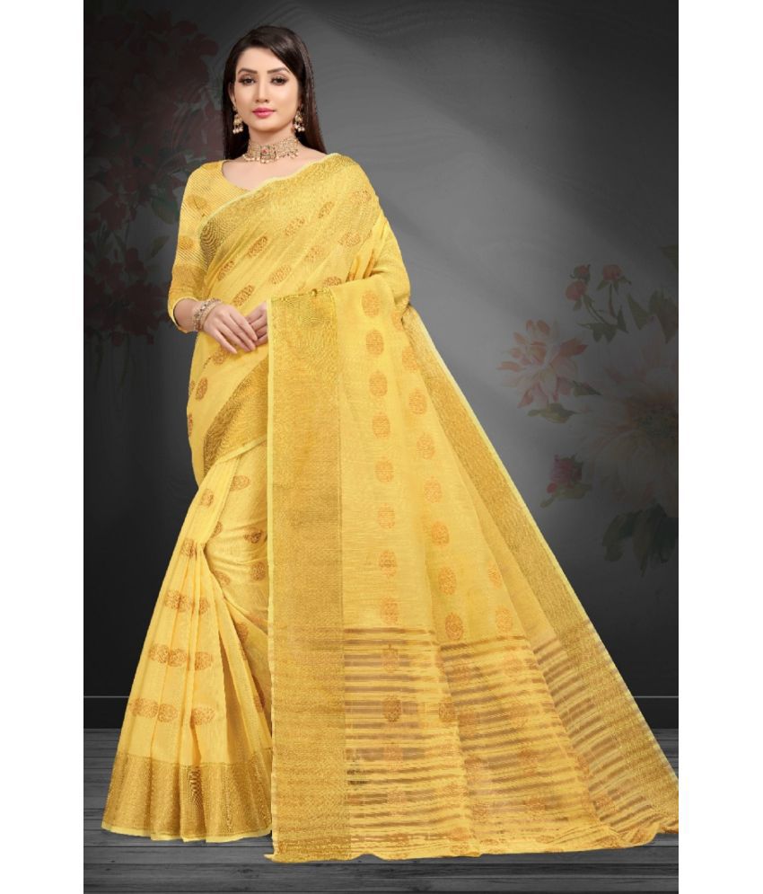     			Apnisha Georgette Embellished Saree With Blouse Piece - Yellow ( Pack of 1 )