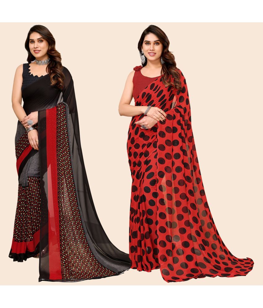     			ANAND SAREES Georgette Printed Saree With Blouse Piece - Multicolour ( Pack of 2 )