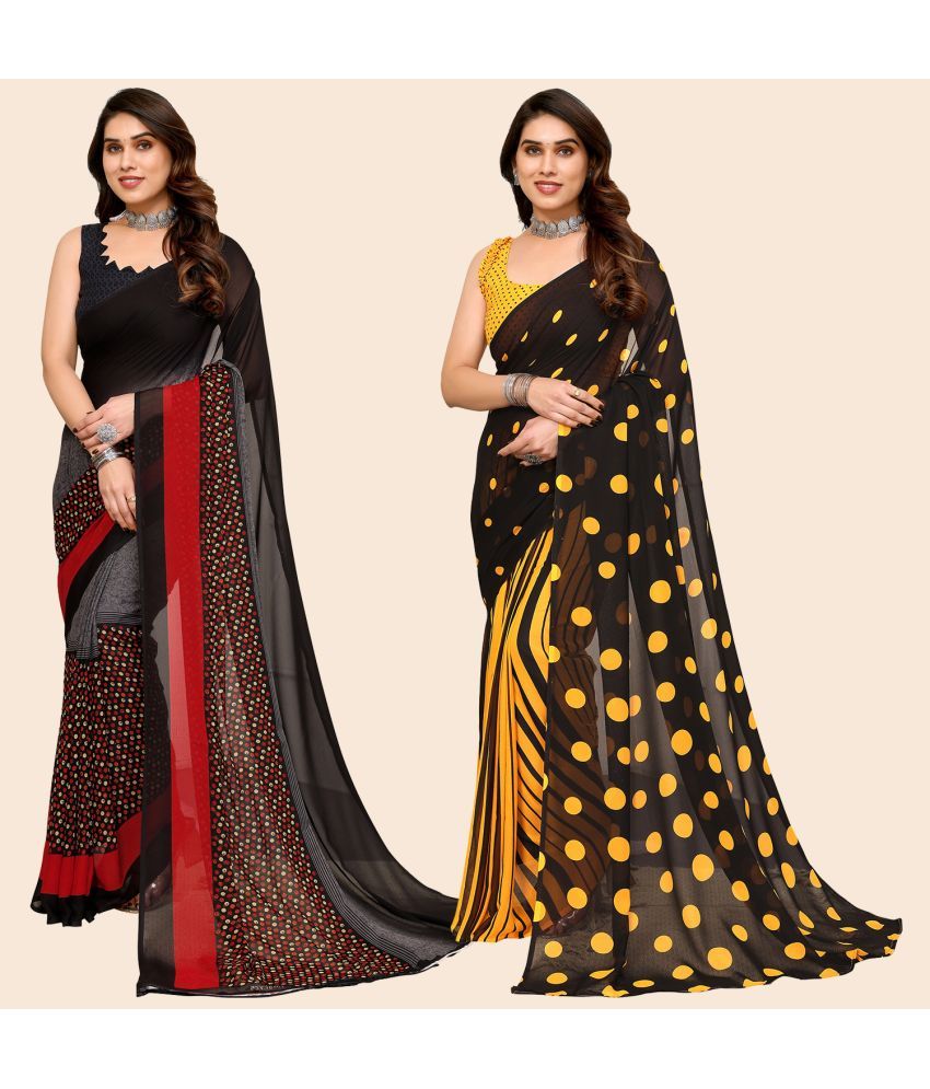     			ANAND SAREES Georgette Printed Saree With Blouse Piece - Multicolour ( Pack of 2 )