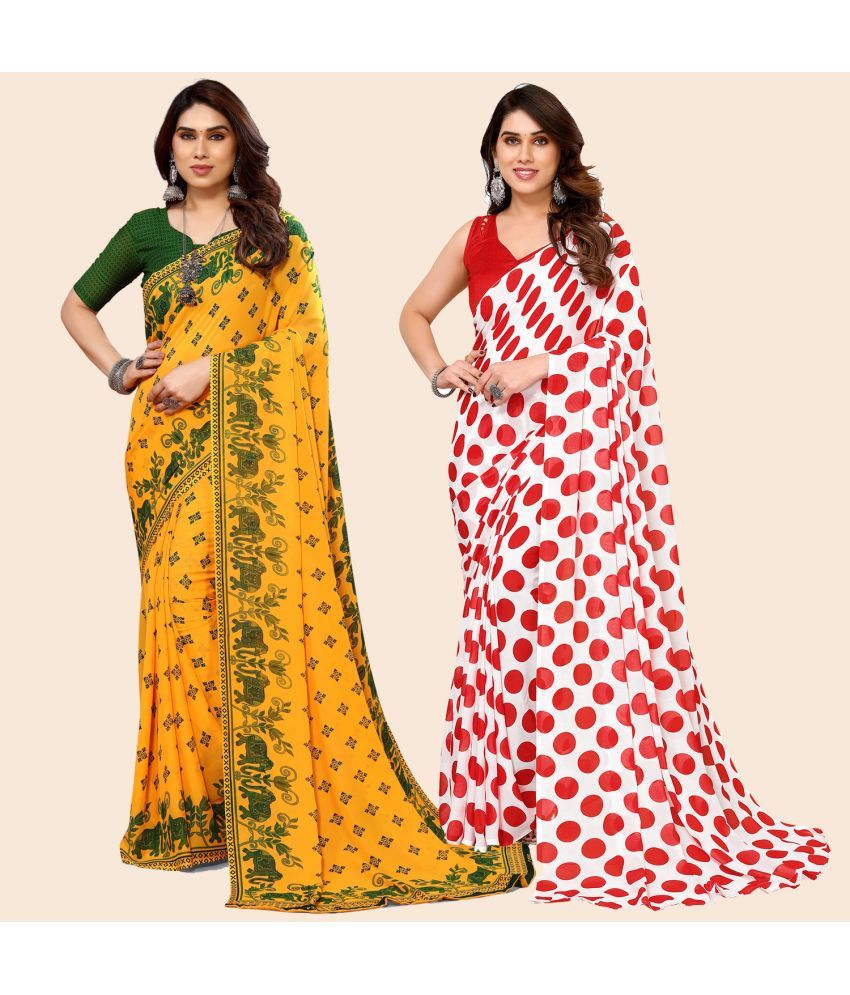     			ANAND SAREES Georgette Printed Saree With Blouse Piece - Multicolour ( Pack of 2 )