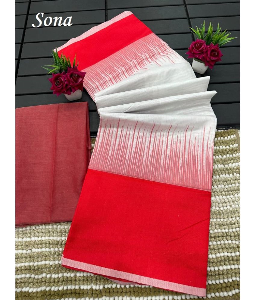     			Apnisha Banarasi Silk Embellished Saree With Blouse Piece - Red ( Pack of 1 )