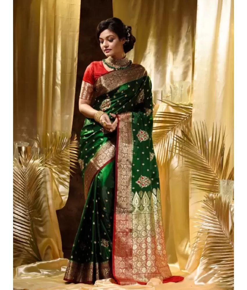     			Apnisha Georgette Embellished Saree With Blouse Piece - Green ( Pack of 1 )