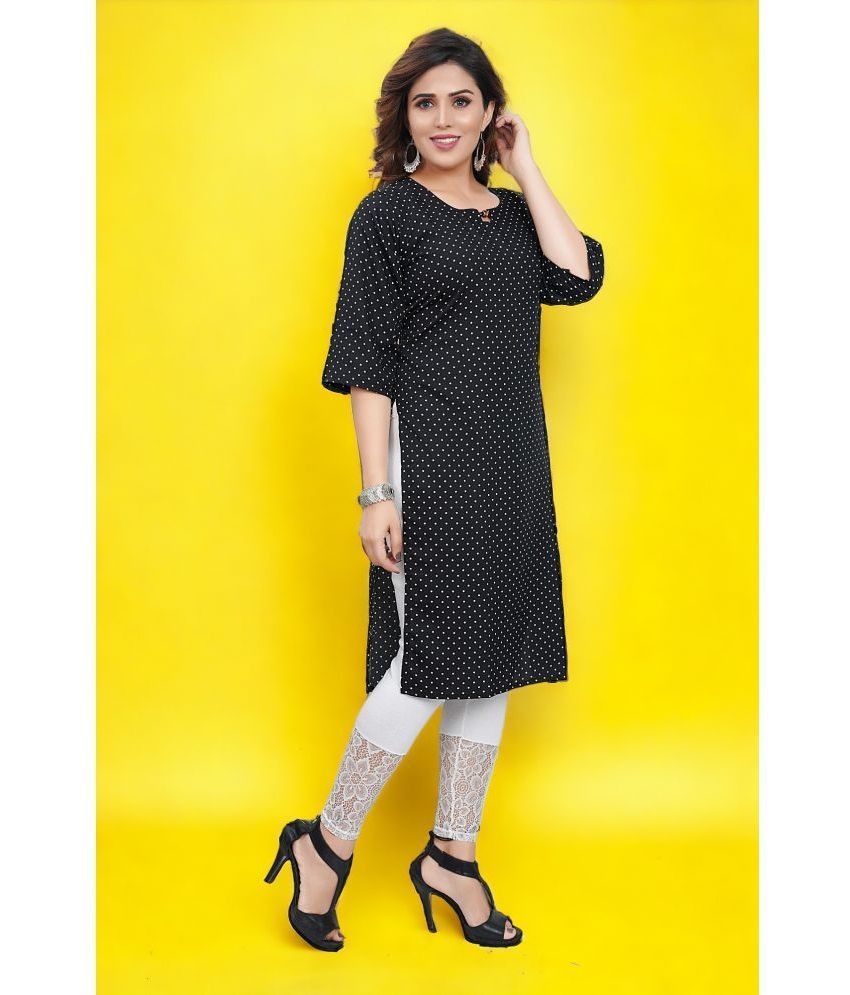     			Colorscube Crepe Printed Straight Women's Kurti - Black ( Pack of 1 )