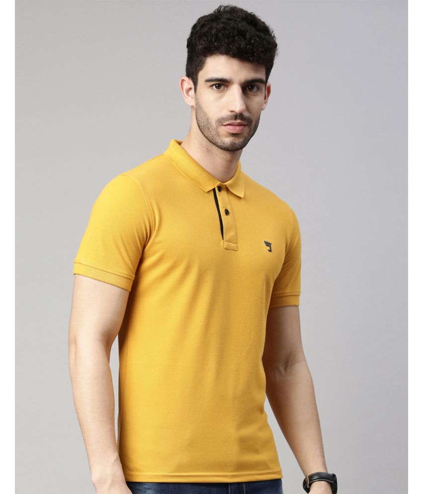     			Joven Cotton Blend Regular Fit Solid Half Sleeves Men's Polo T Shirt - Mustard ( Pack of 1 )