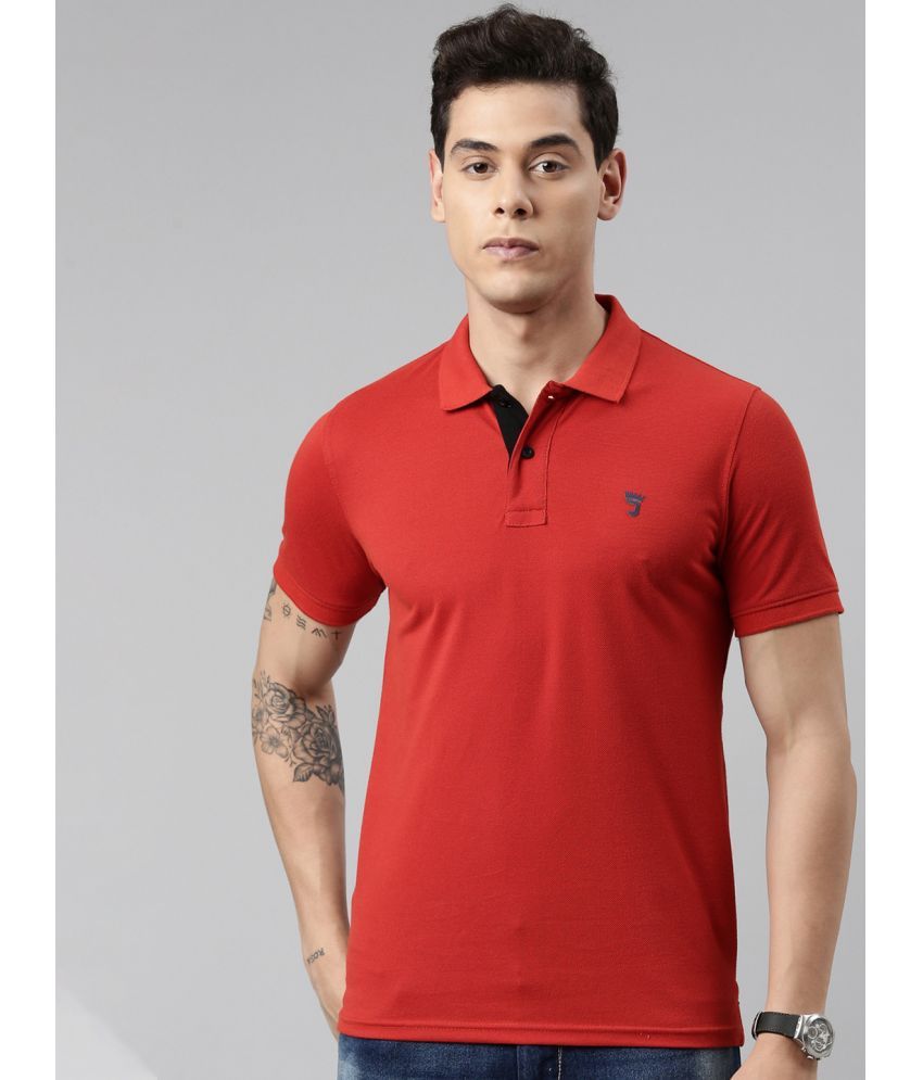     			Joven Cotton Blend Regular Fit Solid Half Sleeves Men's Polo T Shirt - Red ( Pack of 1 )