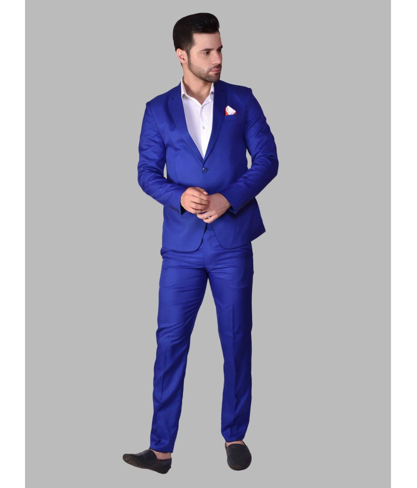     			PRINTCULTR Cotton Blend Men's 2 Piece Suit - Blue ( Pack of 2 )