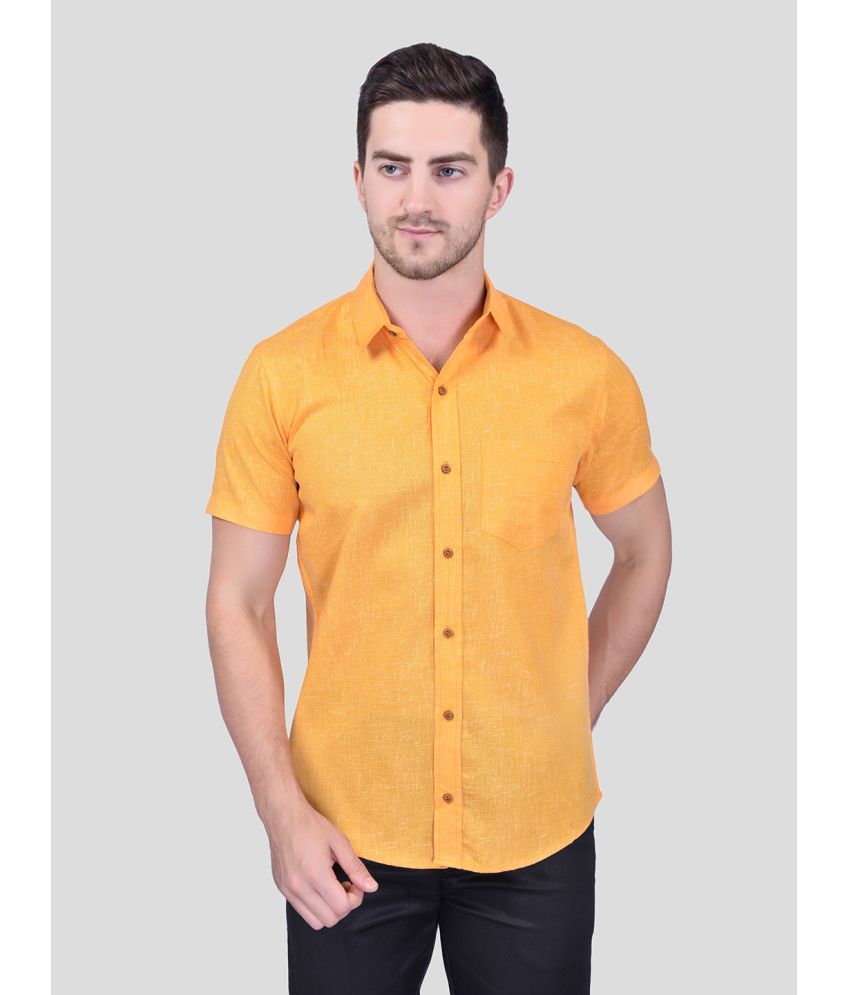     			PRINTCULTR Cotton Blend Regular Fit Solids Half Sleeves Men's Casual Shirt - Yellow ( Pack of 1 )