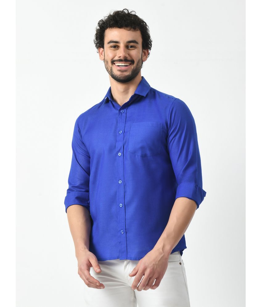     			PRINTCULTR Cotton Blend Regular Fit Solids Full Sleeves Men's Casual Shirt - Blue ( Pack of 1 )