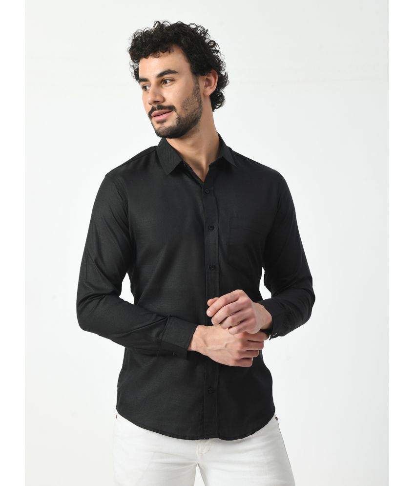     			PRINTCULTR Cotton Blend Regular Fit Solids Full Sleeves Men's Casual Shirt - Black ( Pack of 1 )