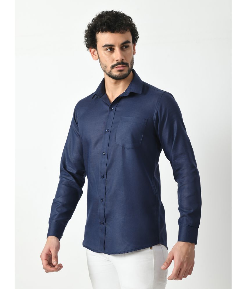     			PRINTCULTR Cotton Blend Regular Fit Solids Full Sleeves Men's Casual Shirt - Navy Blue ( Pack of 1 )