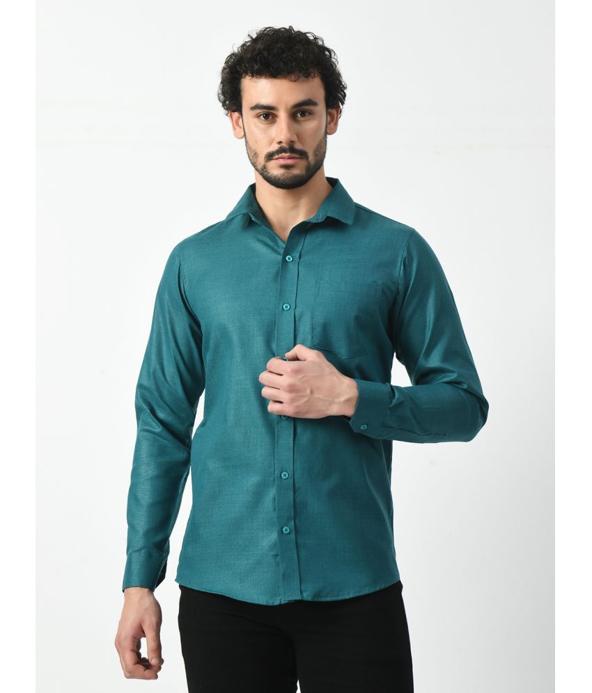     			PRINTCULTR Cotton Blend Regular Fit Solids Full Sleeves Men's Casual Shirt - Teal ( Pack of 1 )