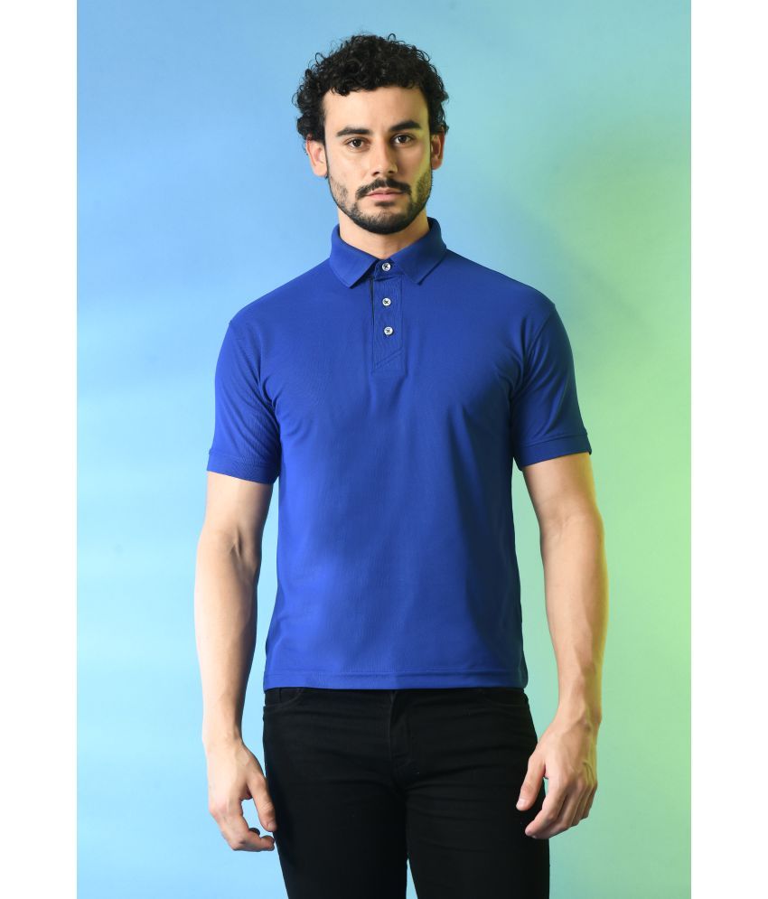     			PRINTCULTR Polyester Regular Fit Solid Half Sleeves Men's T-Shirt - Blue ( Pack of 1 )