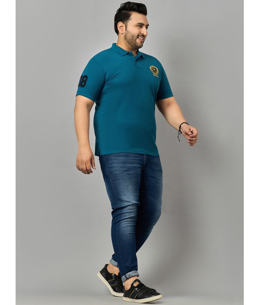     			zigo Cotton Blend Regular Fit Solid Half Sleeves Men's Polo T Shirt - Teal Blue ( Pack of 1 )