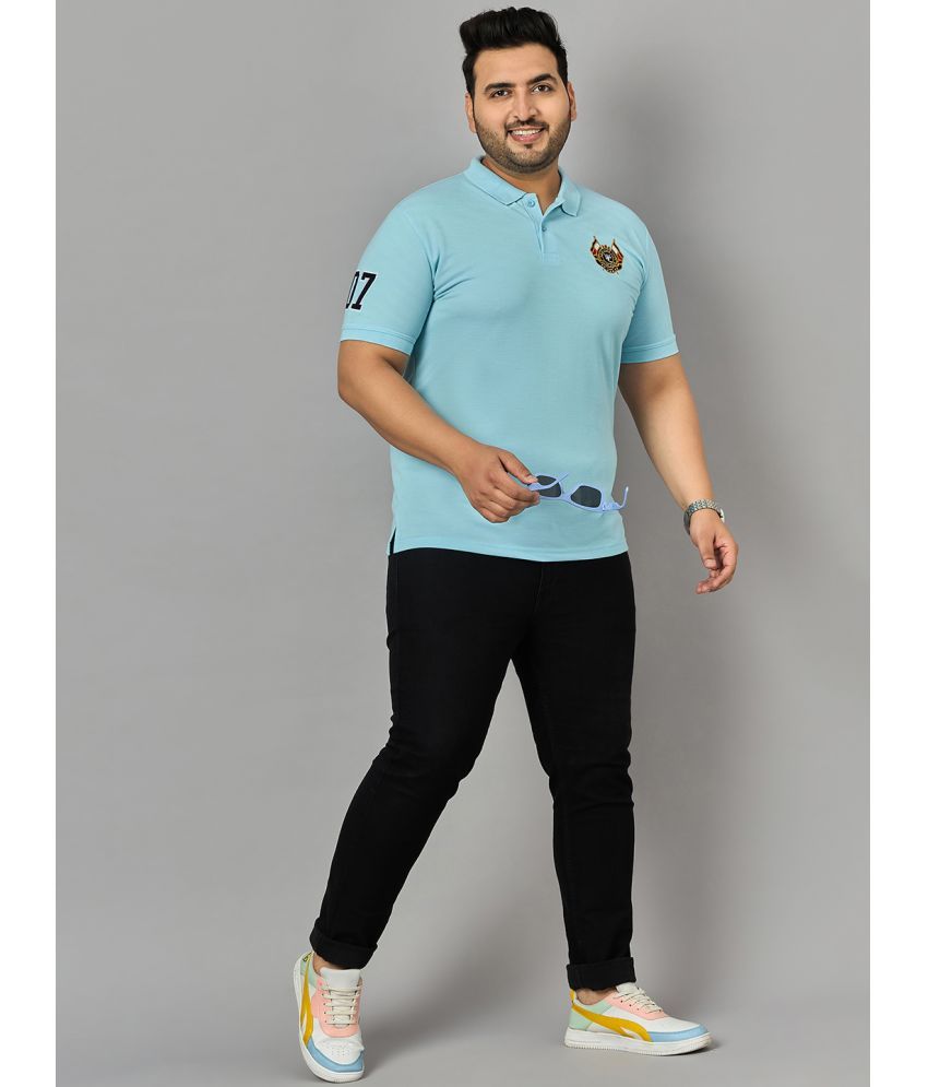     			zigo Cotton Blend Regular Fit Solid Half Sleeves Men's Polo T Shirt - Aqua ( Pack of 1 )