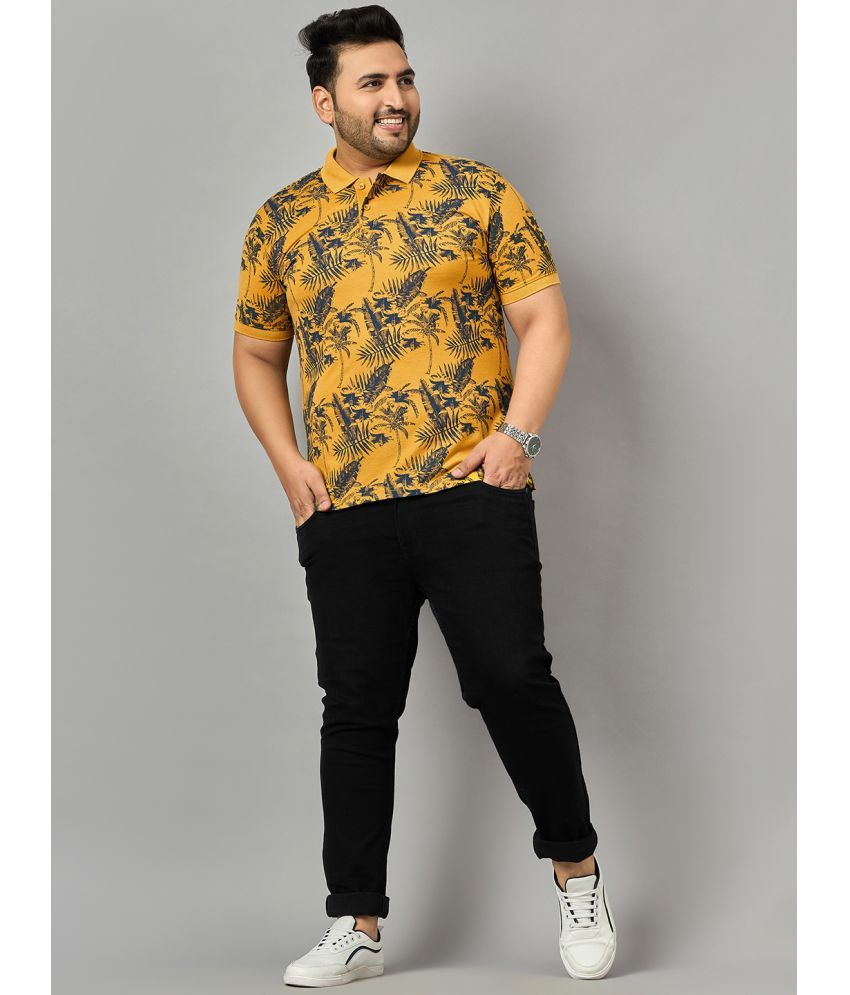     			zigo Cotton Blend Regular Fit Printed Half Sleeves Men's Polo T Shirt - Mustard ( Pack of 1 )