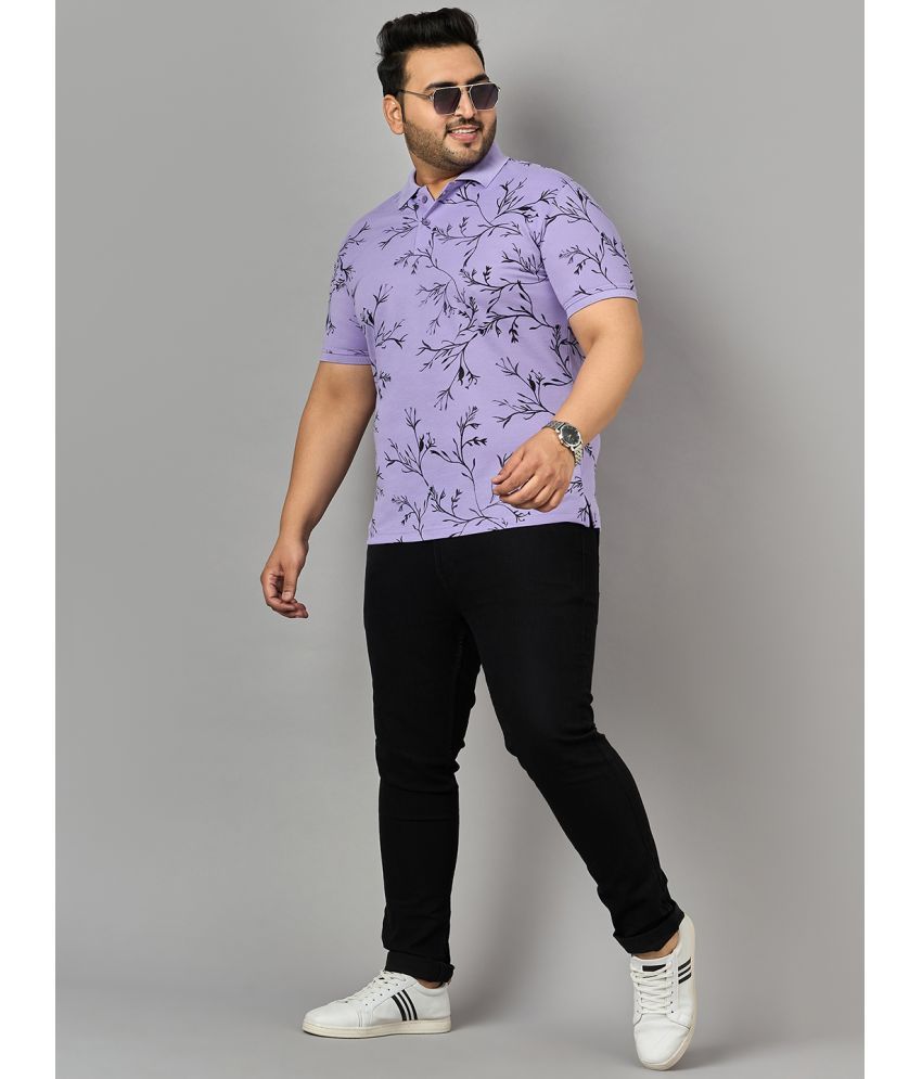     			zigo Cotton Blend Regular Fit Printed Half Sleeves Men's Polo T Shirt - Lavender ( Pack of 1 )