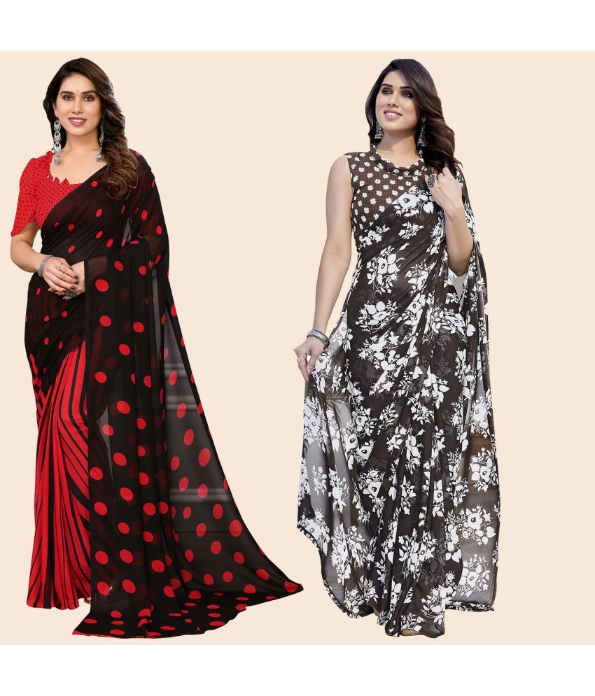     			ANAND SAREES Georgette Printed Saree With Blouse Piece - Multicolour ( Pack of 2 )