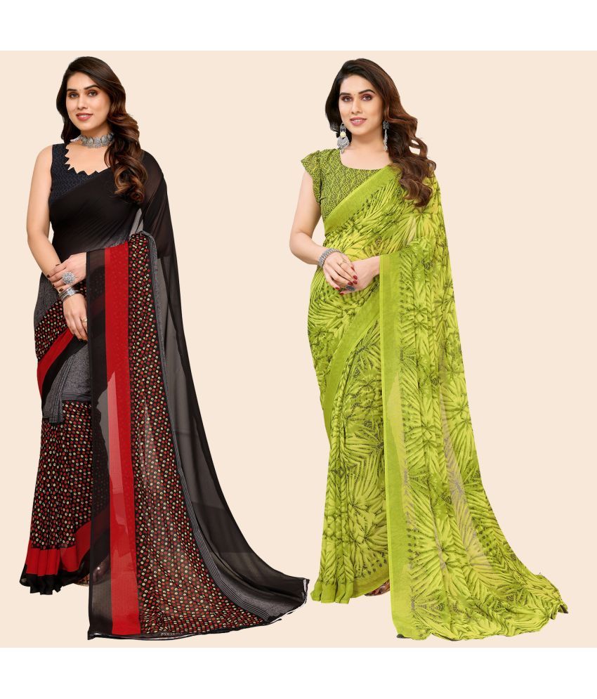     			ANAND SAREES Georgette Printed Saree With Blouse Piece - Multicolour ( Pack of 2 )