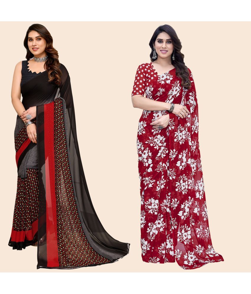     			ANAND SAREES Georgette Printed Saree With Blouse Piece - Multicolour ( Pack of 2 )