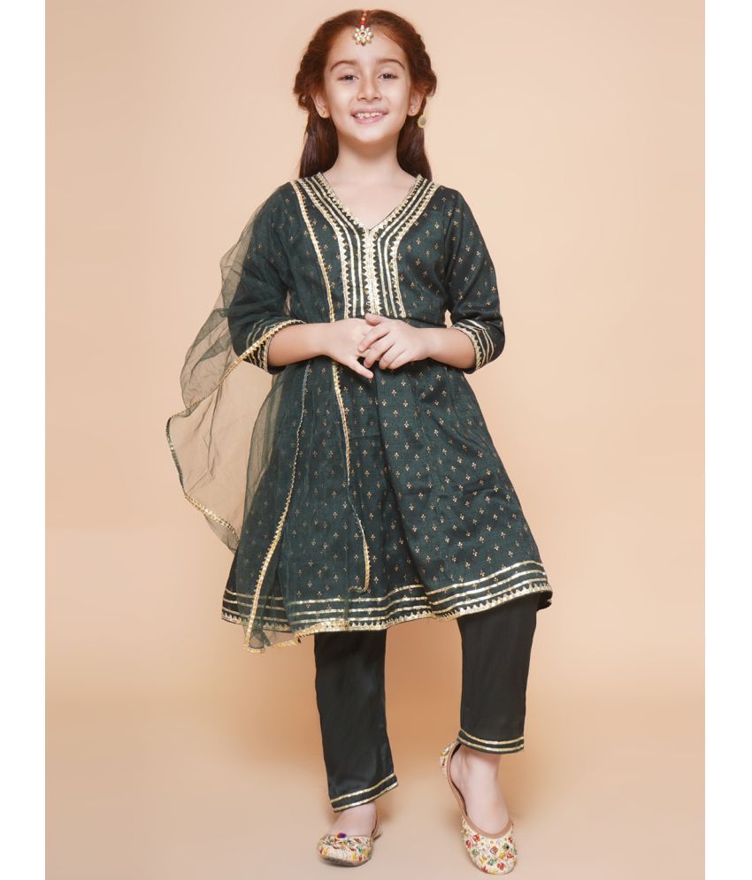     			Arshia Fashions Green Rayon Girls Kurta and Pant Set ( Pack of 1 )