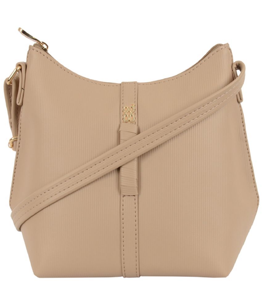     			Baggit Beige PU Hobo Bag