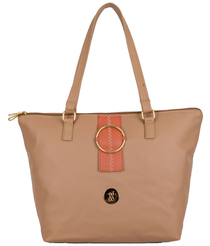     			Baggit Beige PU Tote Bag