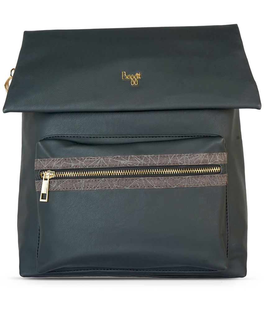     			Baggit Black PU Backpack