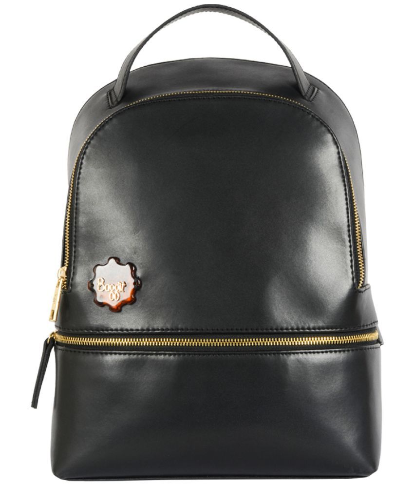     			Baggit Black PU Backpack