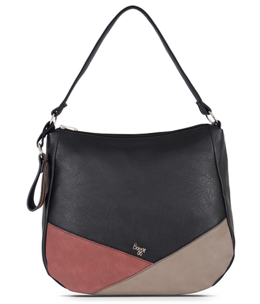     			Baggit Black PU Hobo Bag