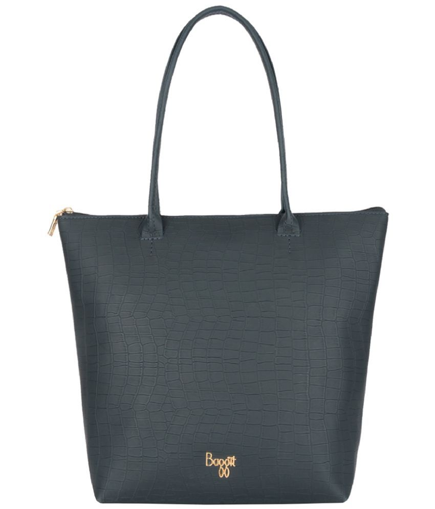     			Baggit Blue PU Tote Bag