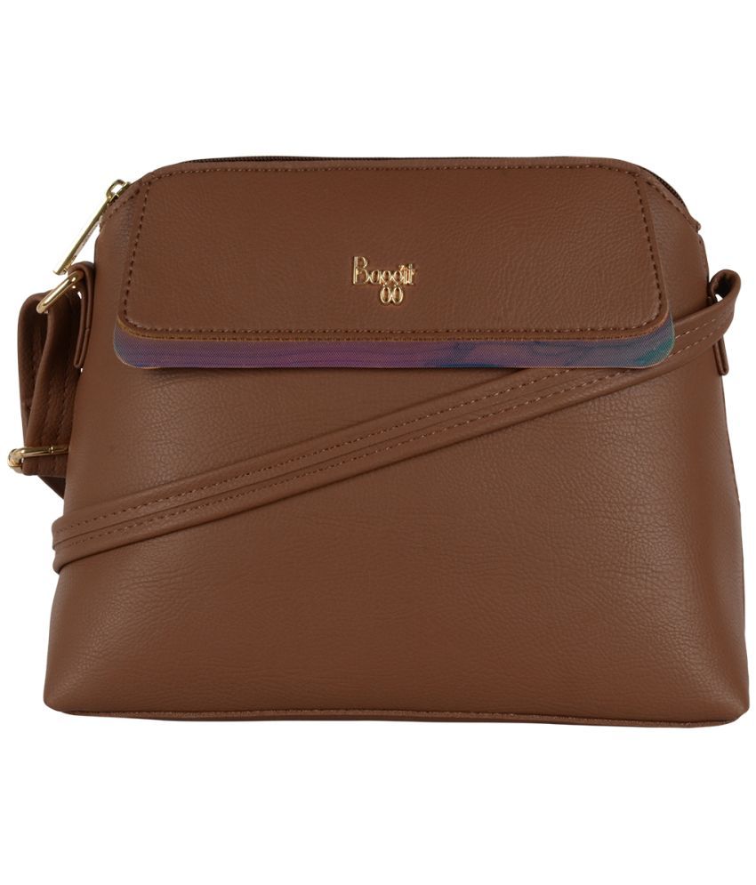     			Baggit Brown PU Satchel Bag