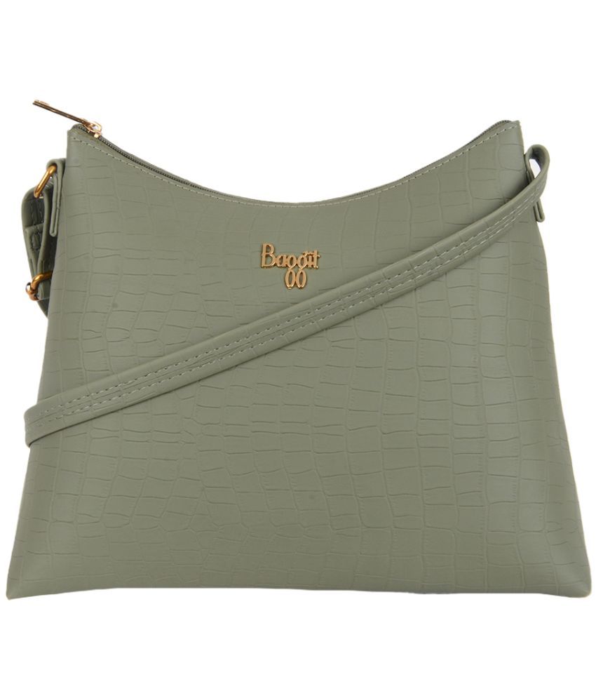     			Baggit Green PU Hobo Bag