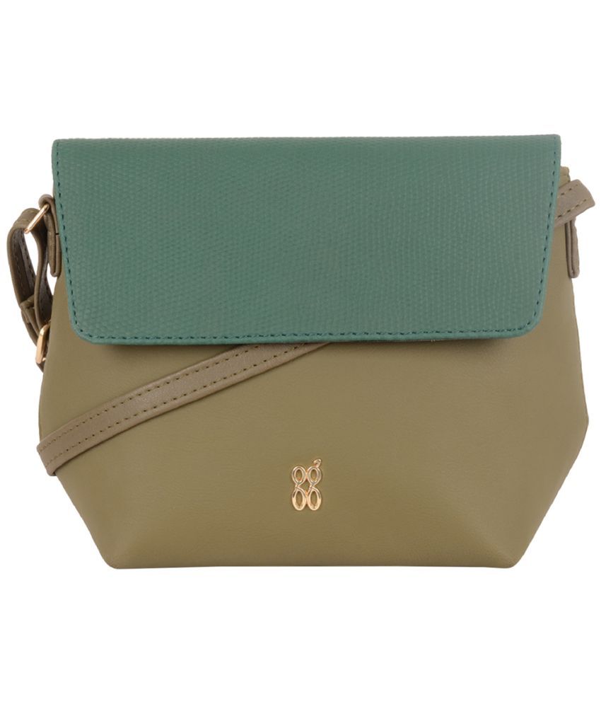     			Baggit Green PU Satchel Bag