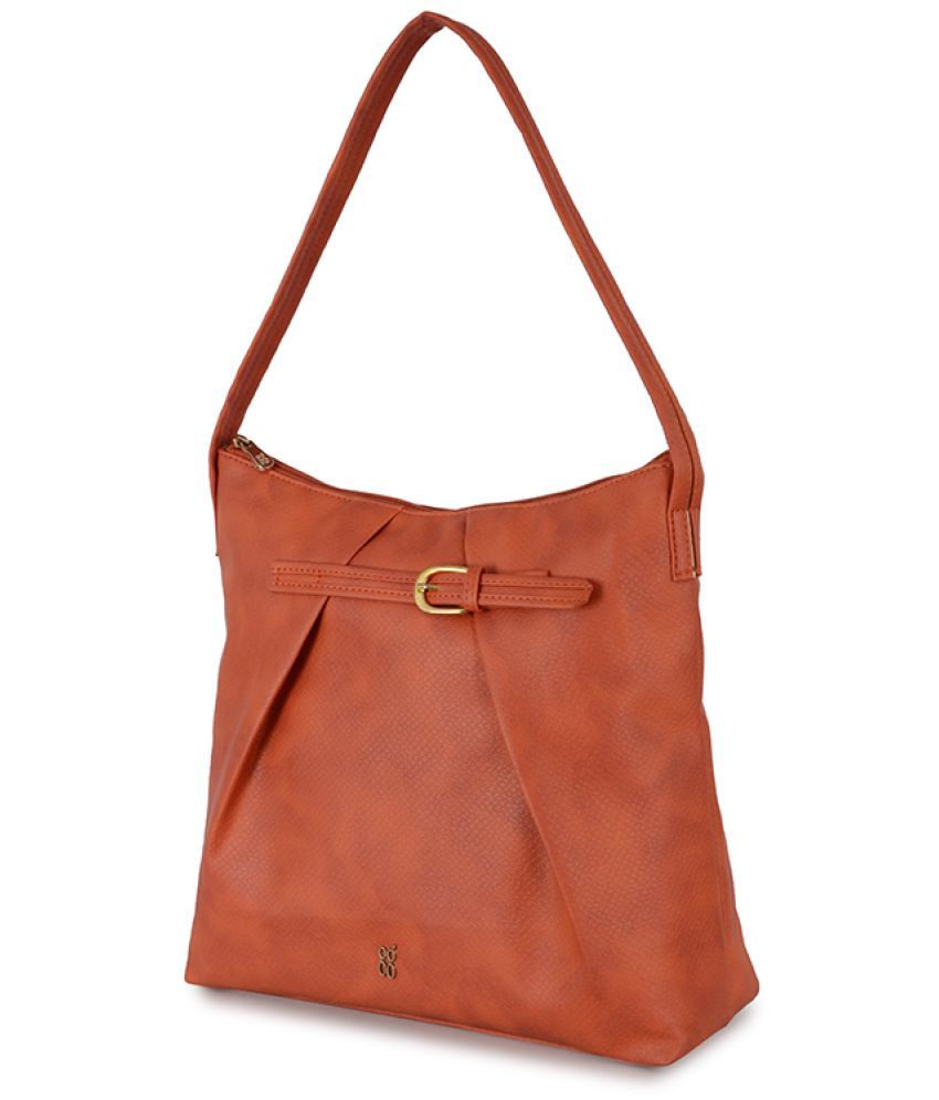     			Baggit Orange PU Hobo Bag