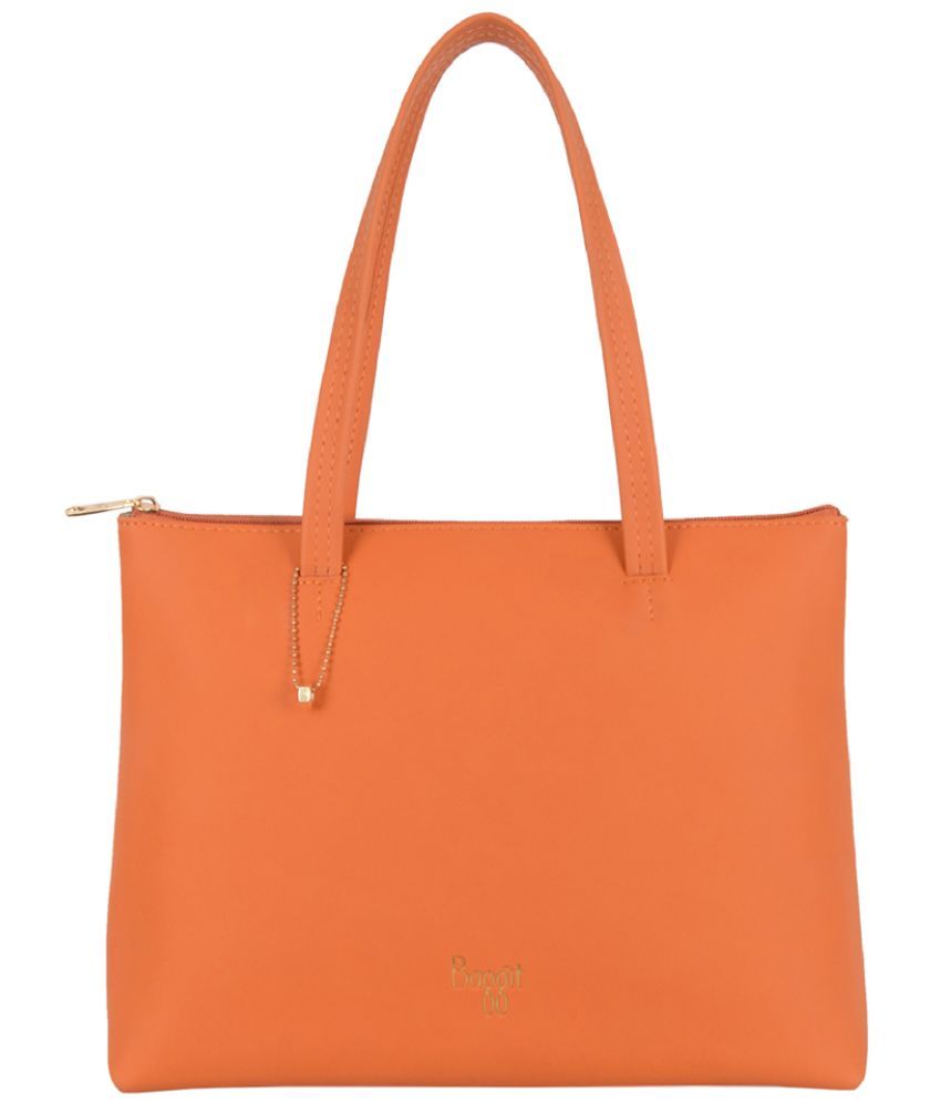     			Baggit Orange PU Tote Bag