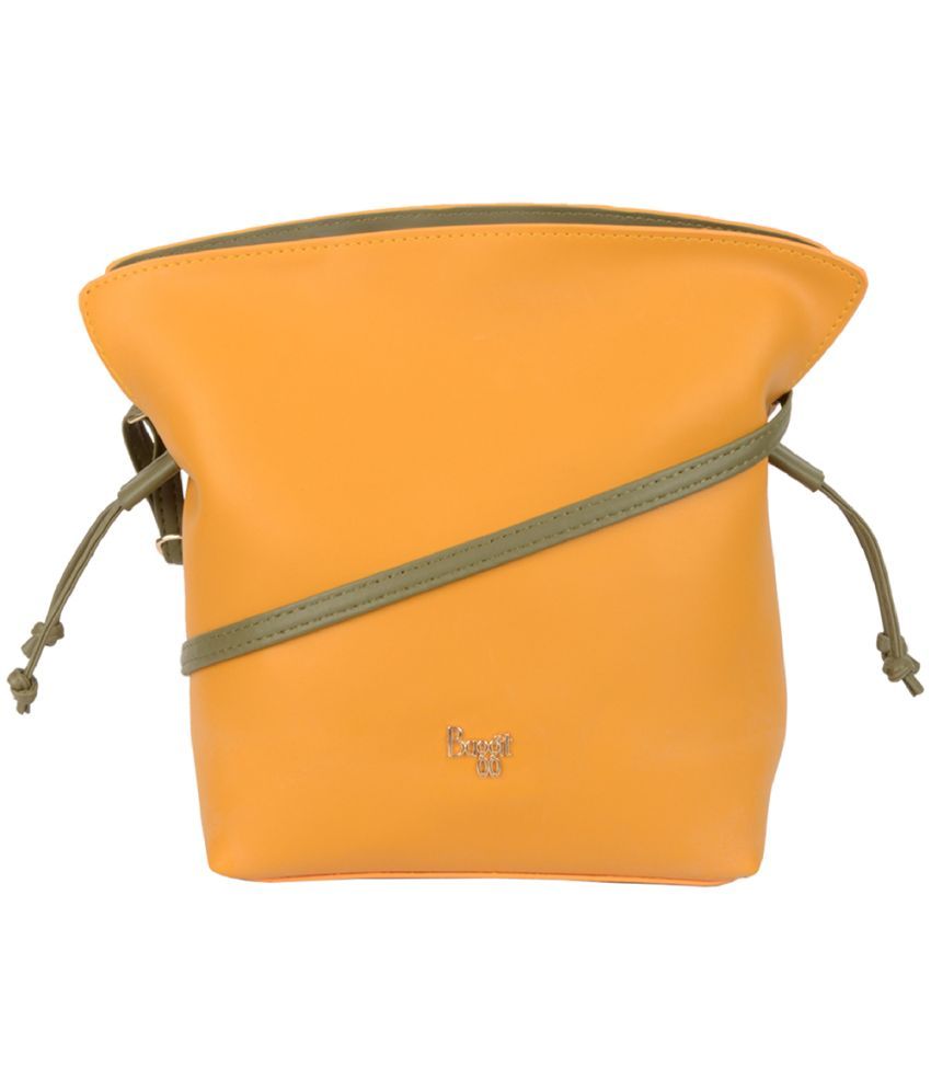     			Baggit Yellow PU Tote Bag