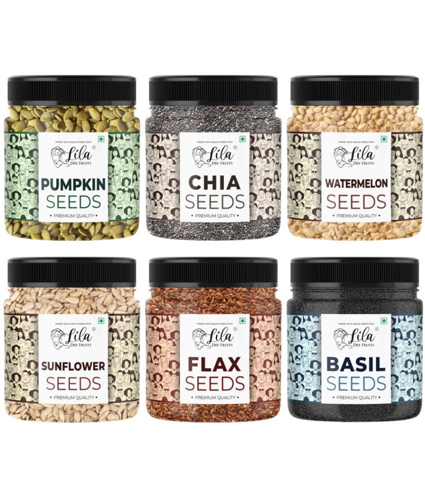     			LILA DRY FRUITS Pumpkin, Sunflower, Chia, Flax, Watermelon & Basil Seeds 250g each(1500g, Pack of 6)