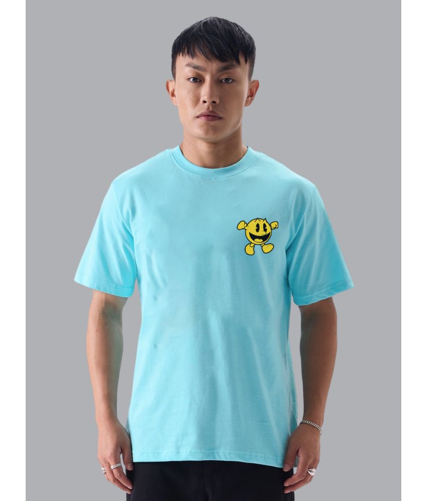     			PPTHEFASHIONHUB Cotton Blend Regular Fit Printed Half Sleeves Men's T-Shirt - Sky Blue ( Pack of 1 )