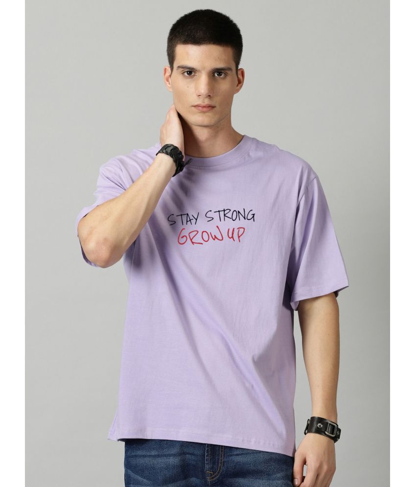     			PPTHEFASHIONHUB Cotton Blend Regular Fit Printed Half Sleeves Men's T-Shirt - Lavender ( Pack of 1 )