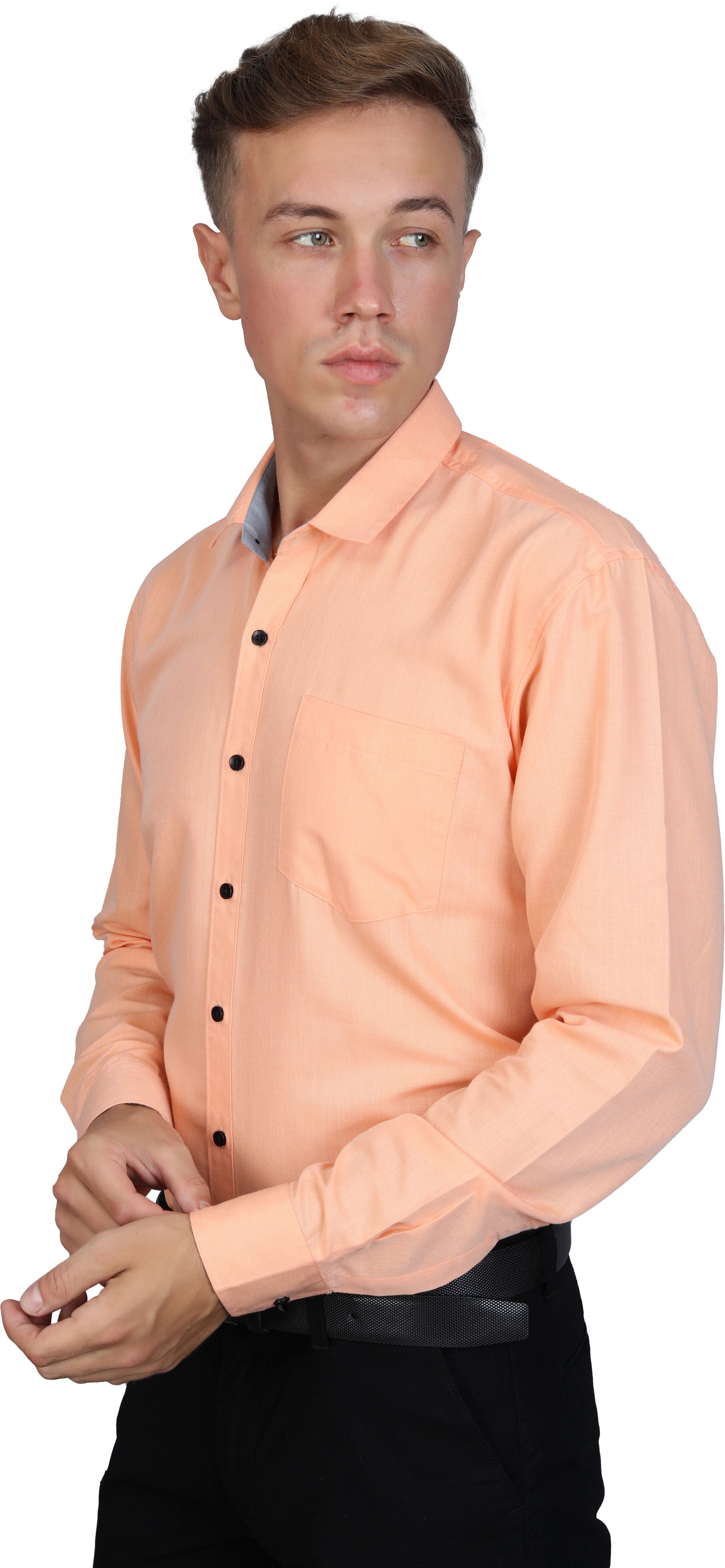     			Supersquad Cotton Blend Regular Fit Full Sleeves Men's Formal Shirt - Peach ( Pack of 1 )