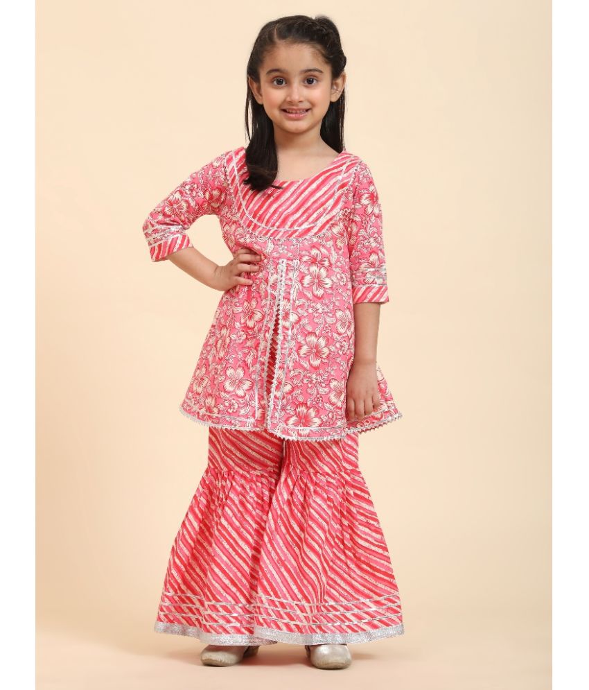     			VIVANA Pink Cotton Blend Girls Top With Pajama ( Pack of 2 )