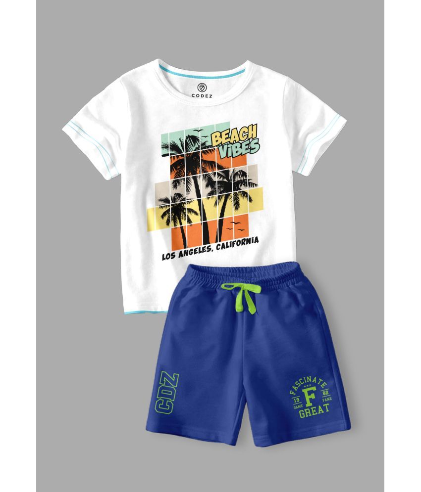     			CODEZ Multicolor Cotton Blend Boys T-Shirt & Shorts ( Pack of 2 )