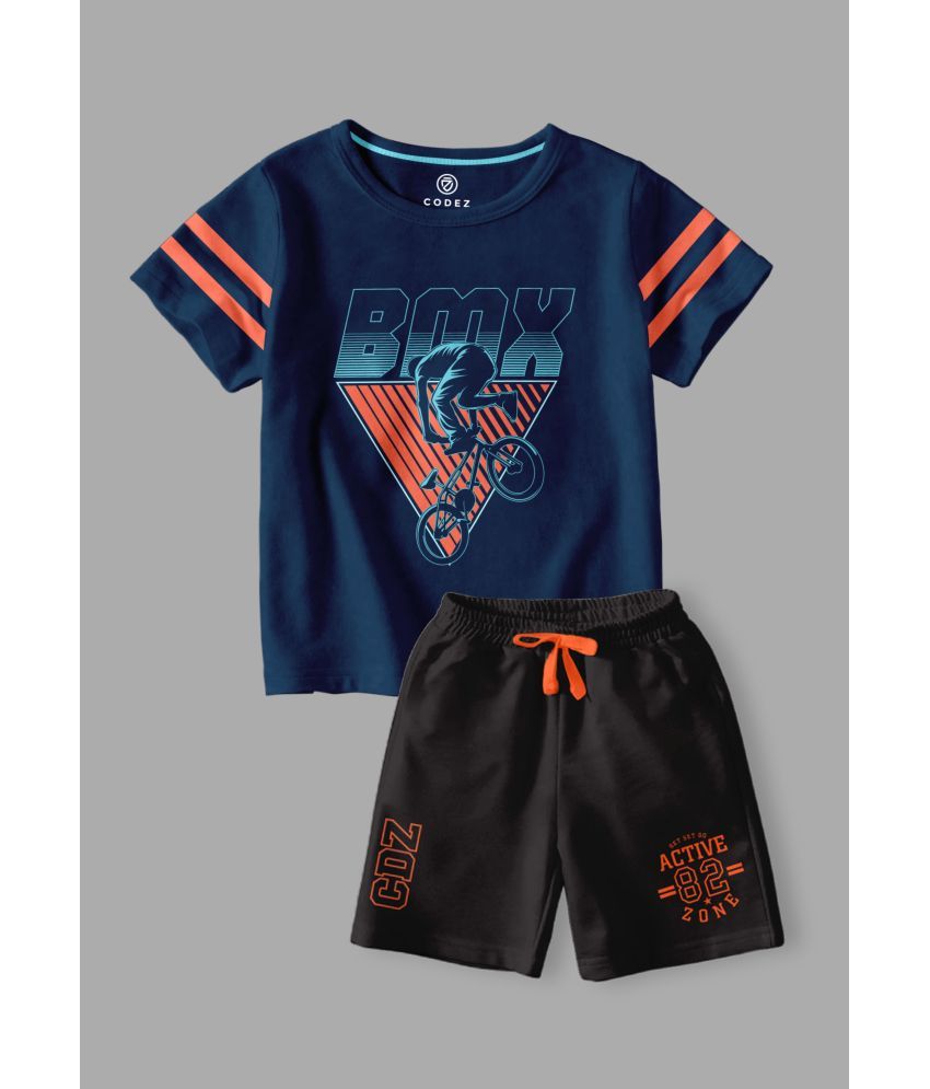     			CODEZ Multicolor Cotton Blend Boys T-Shirt & Shorts ( Pack of 2 )