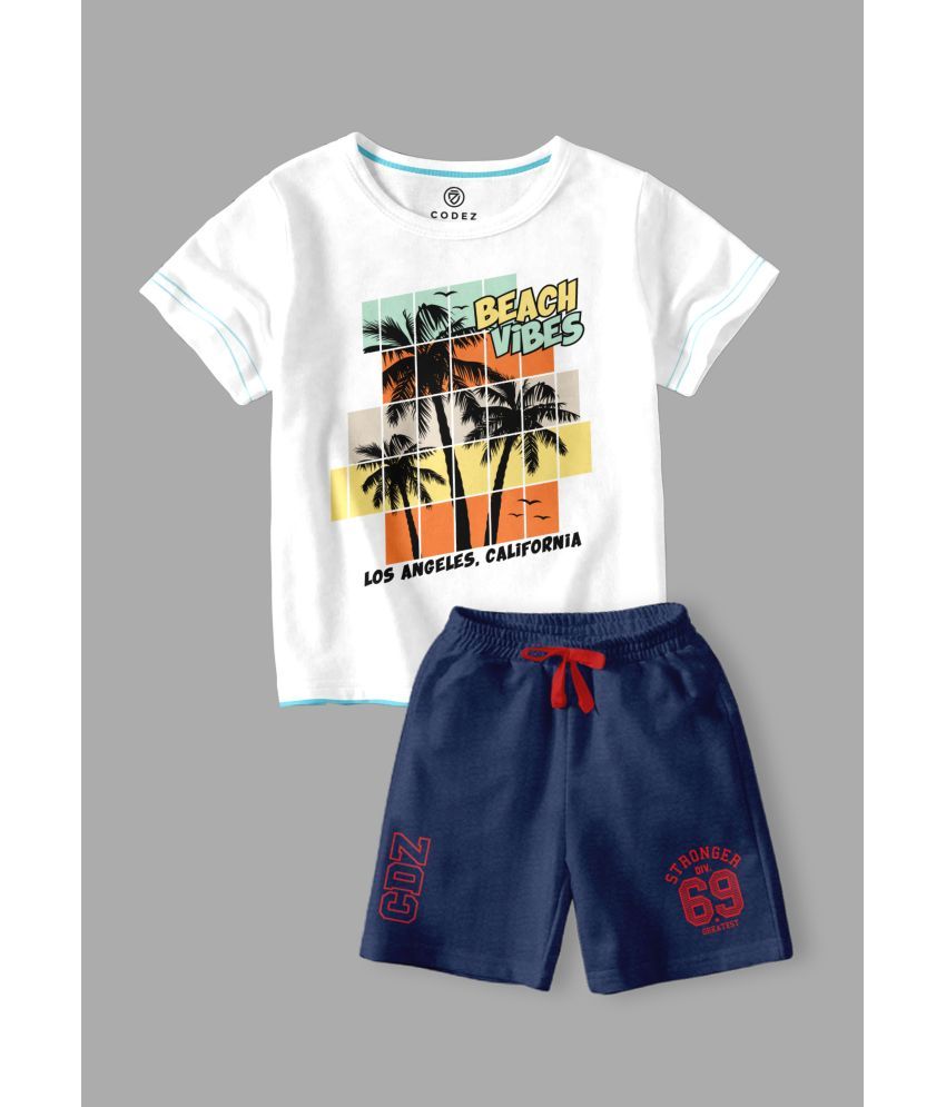     			CODEZ Multicolor Cotton Blend Boys T-Shirt & Shorts ( Pack of 2 )